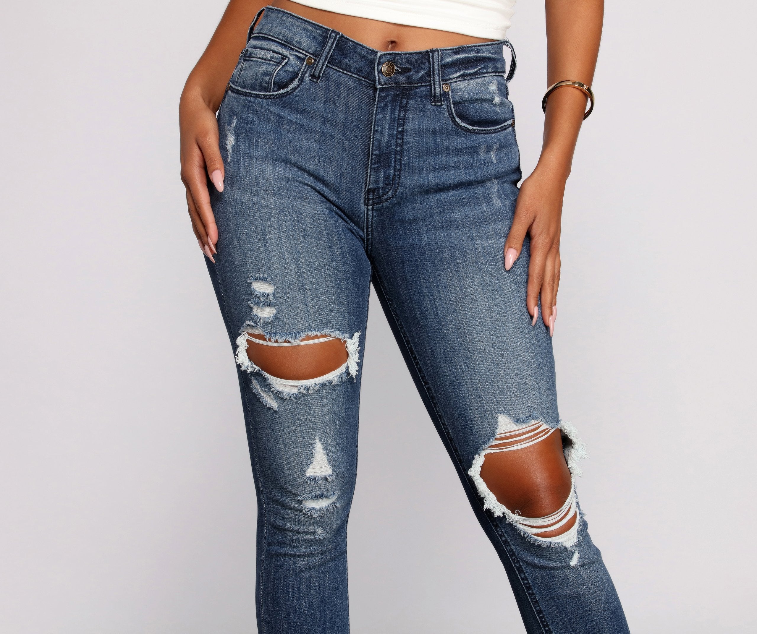 Clara High Rise Destructed Skinny Jeans - Lady Occasions