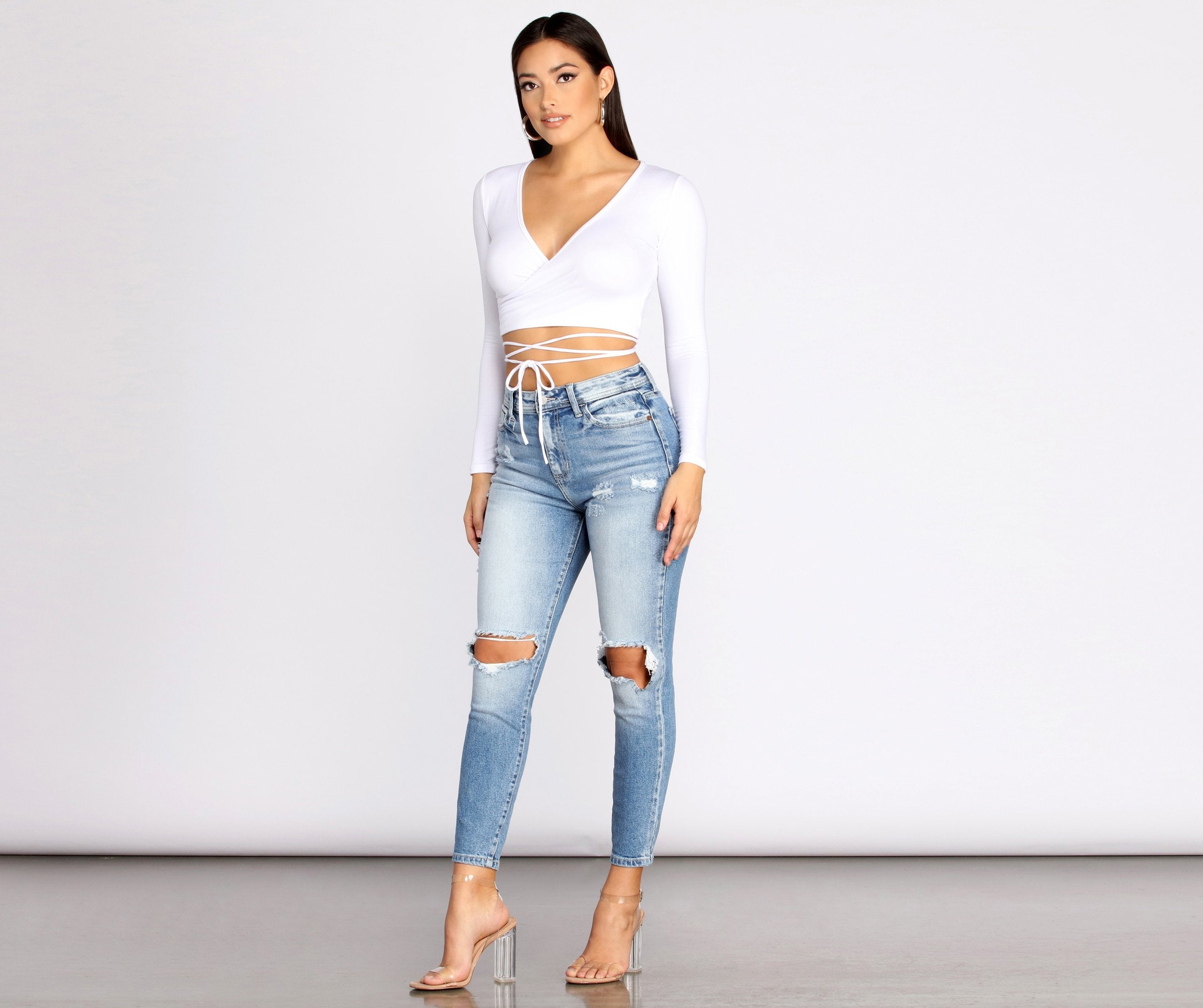 High Rise Destructed Mom Skinny Jeans - Lady Occasions