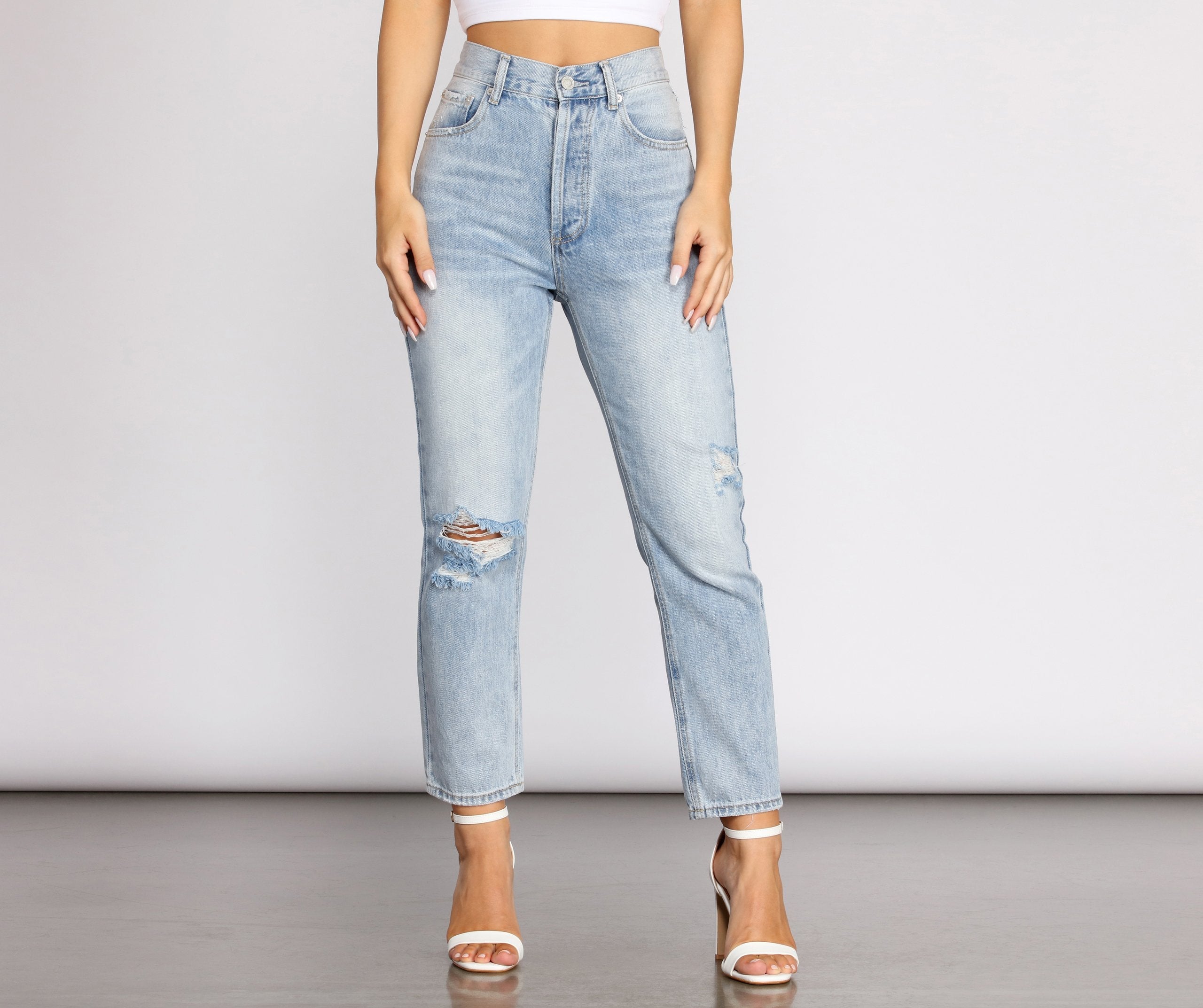 High Rise Drama Destructed Jeans - Lady Occasions