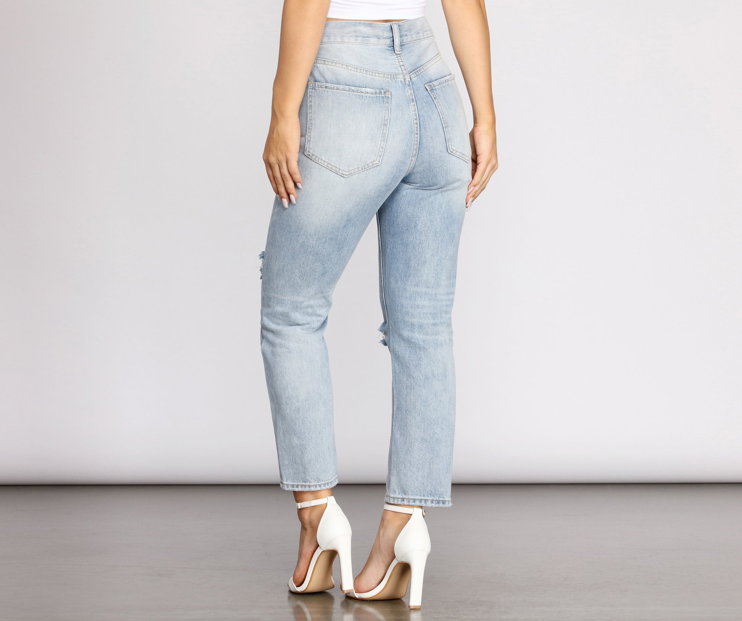 High Rise Drama Destructed Jeans - Lady Occasions