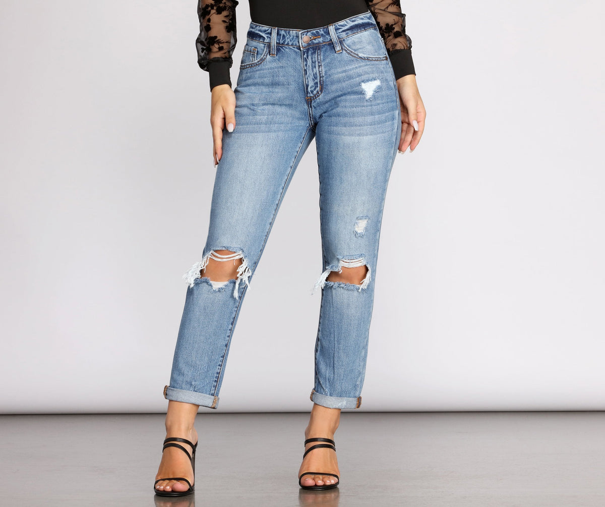 Pushing The Limits Distressed Jeans - Lady Occasions