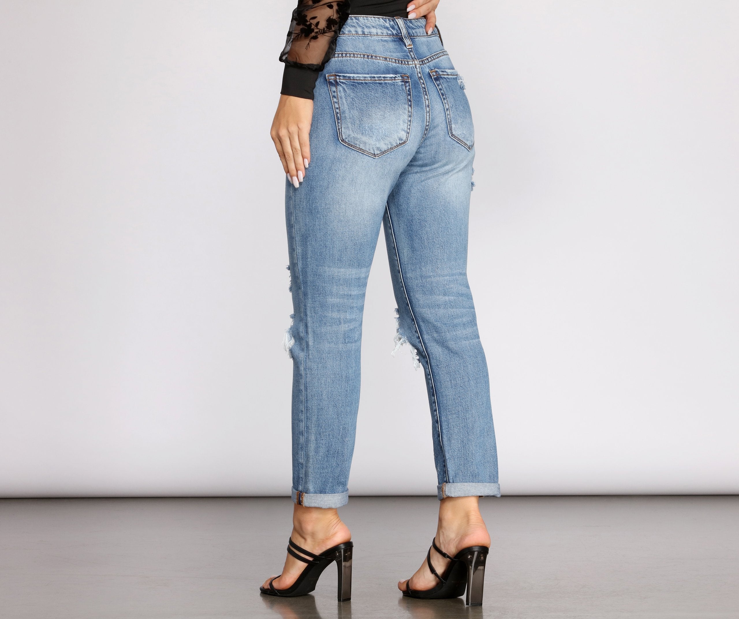 Pushing The Limits Distressed Jeans - Lady Occasions