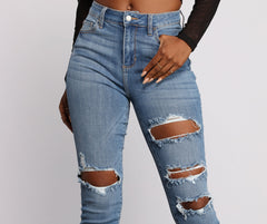 High Rise Edgy Distressed Skinny Jeans - Lady Occasions