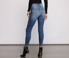 High Rise Knee Slit Skinny Jeans - Lady Occasions