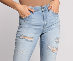 Mid Rise Destructed Skinny Jeans - Lady Occasions