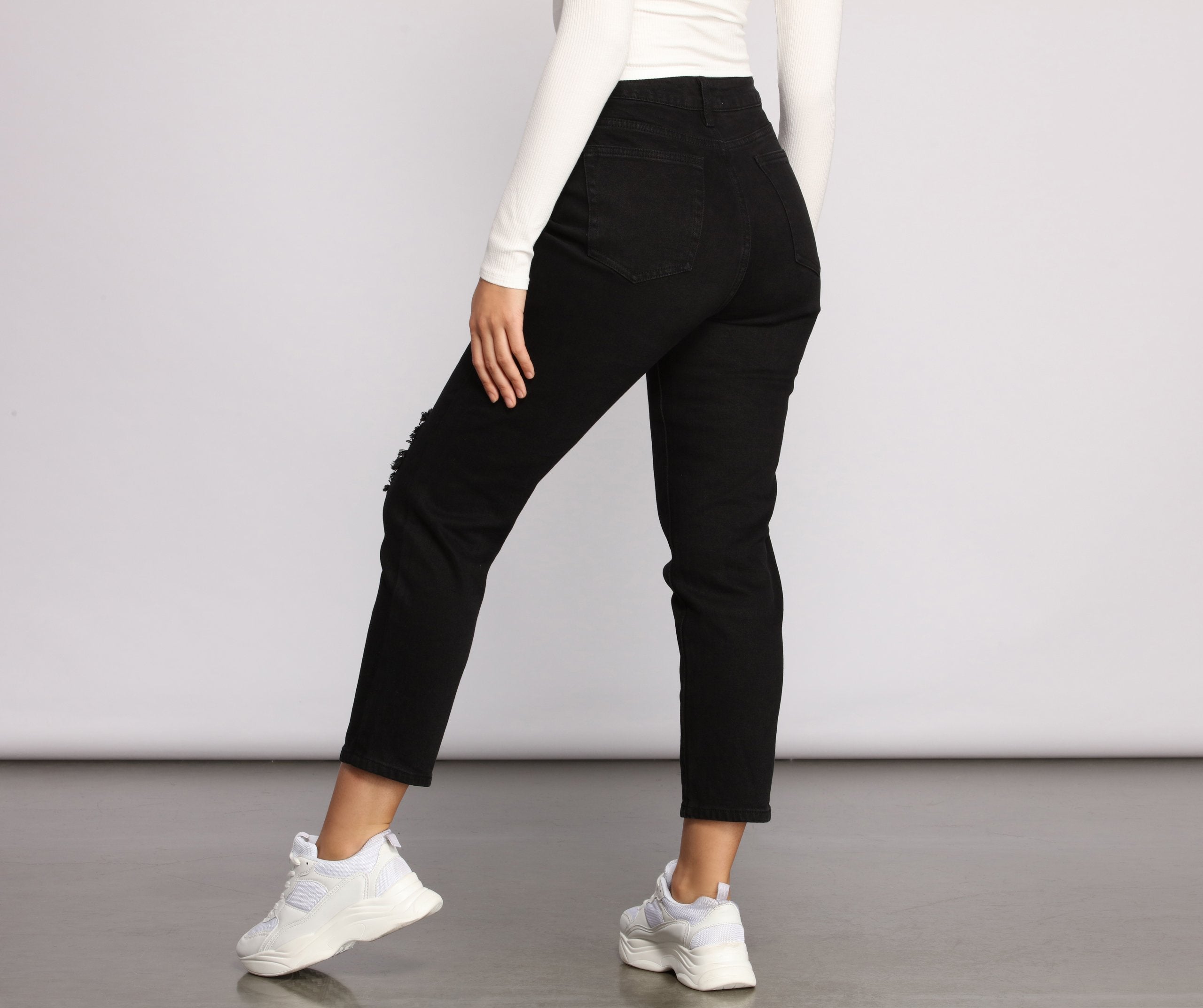 High Rise Destructed Boyfriend Jeans - Lady Occasions