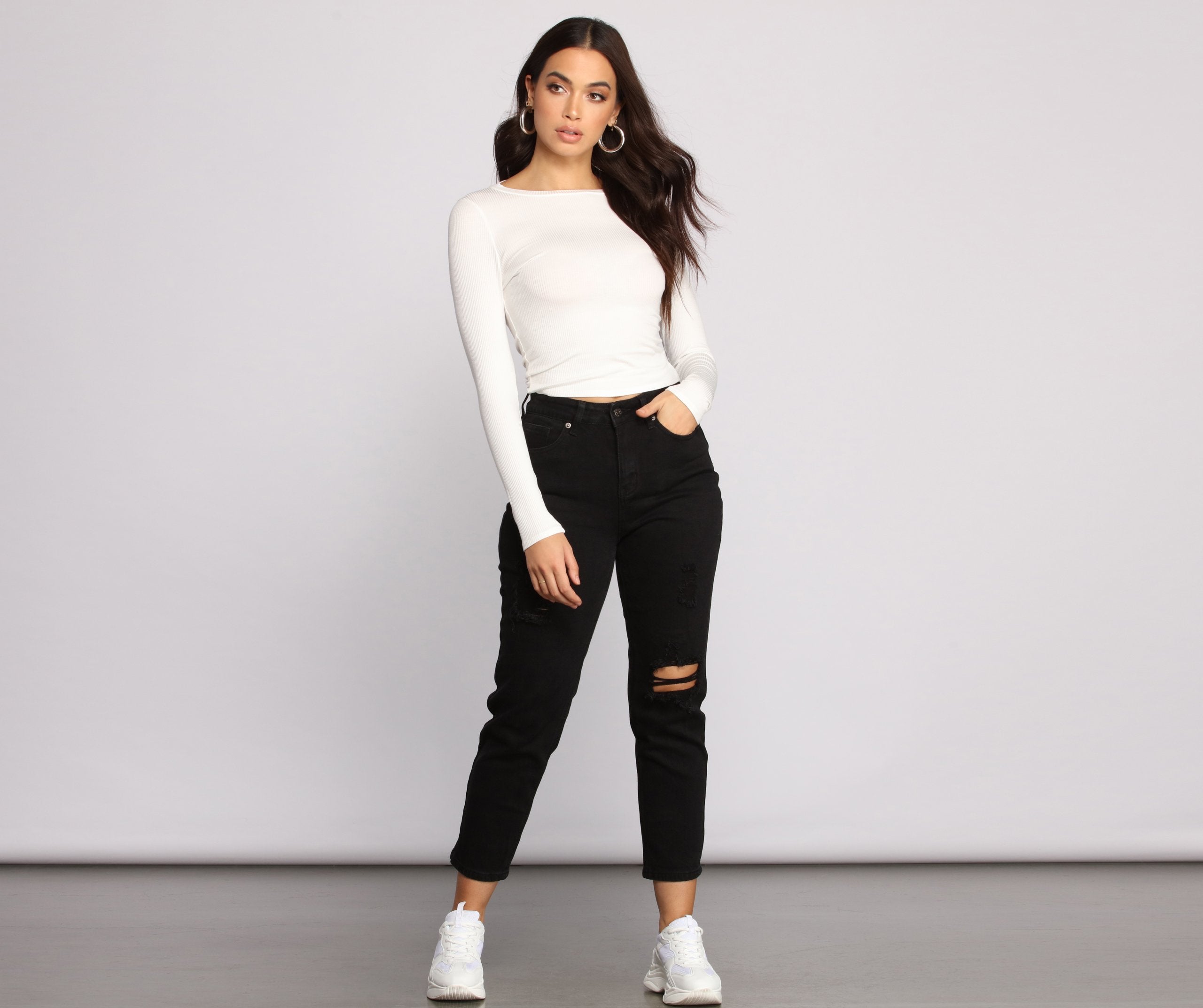 High Rise Destructed Boyfriend Jeans - Lady Occasions