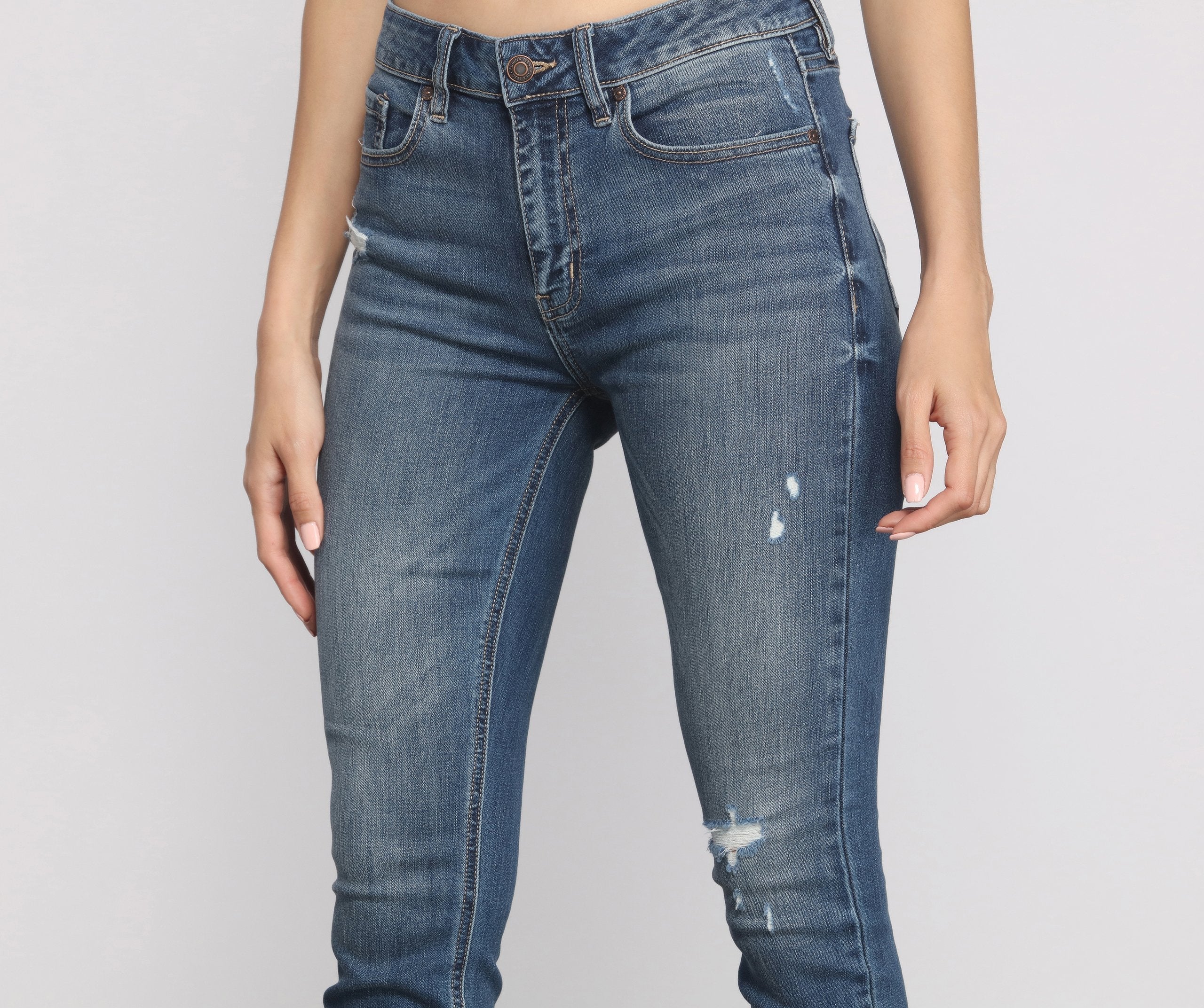 Clara High Rise Destructed Skinny Jeans - Lady Occasions