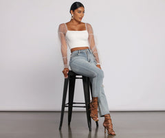 Ally High Rise Destructed Mom Jeans - Lady Occasions