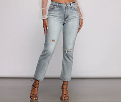 Ally High Rise Destructed Mom Jeans - Lady Occasions