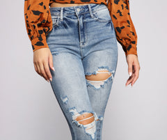 High Rise Destructed Skinny Jeans - Lady Occasions