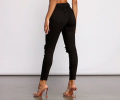 High Rise Knee Slit Skinny Jeans - Lady Occasions