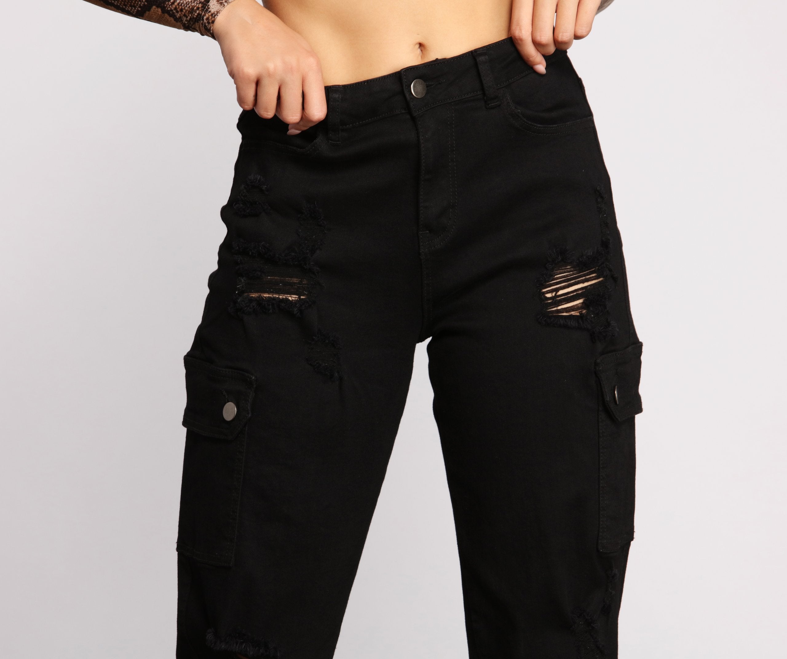 High Rise Destructed Cargo Joggers - Lady Occasions