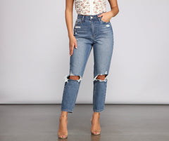 Ella High Rise Cropped Mom Jeans - Lady Occasions
