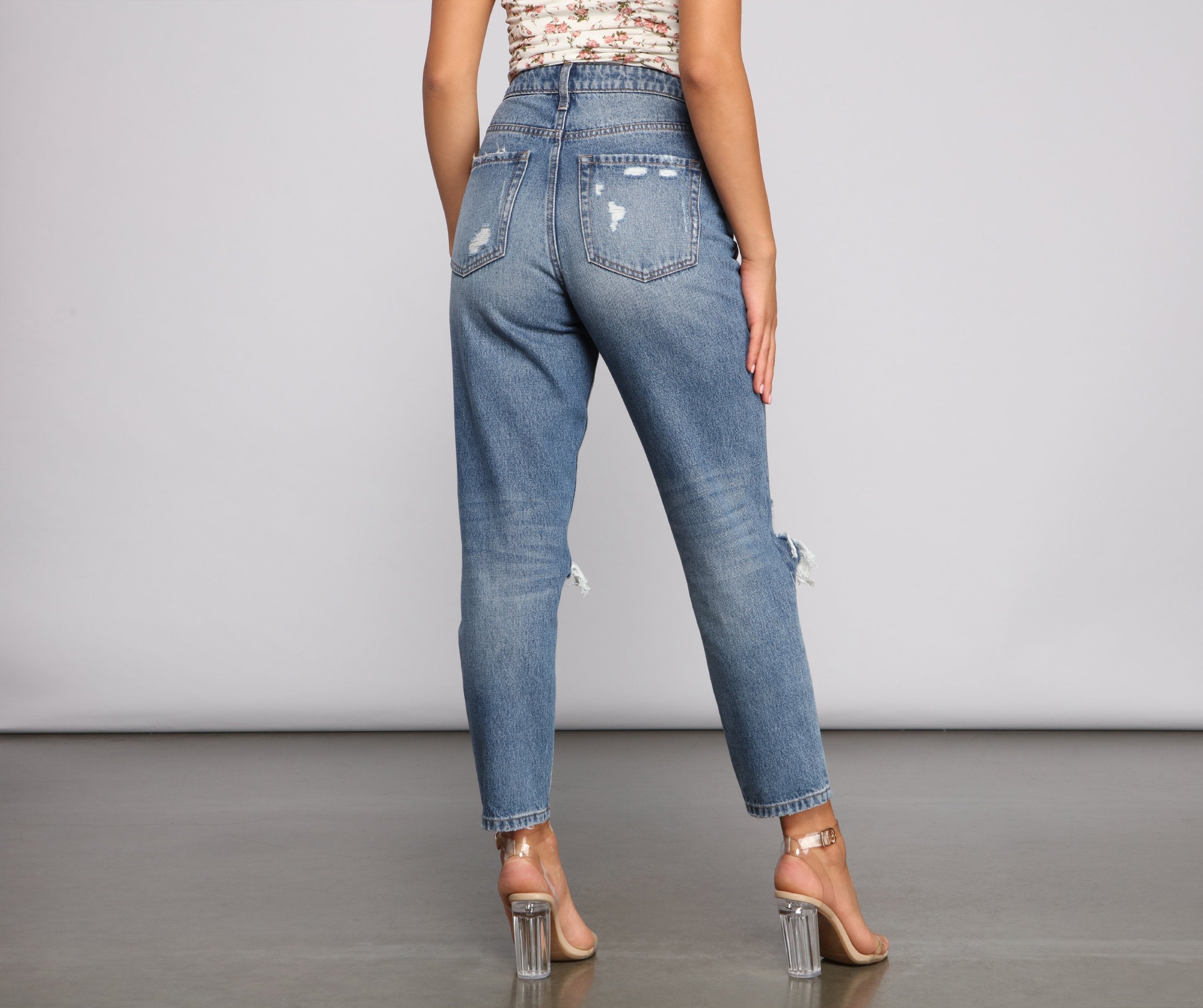 Ella High Rise Cropped Mom Jeans - Lady Occasions