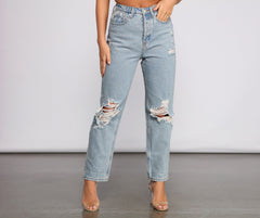 Classic Staple High Rise Destructed Boyfriend Jeans - Lady Occasions
