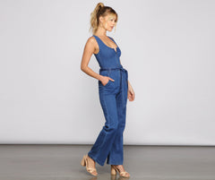 Retro Babe Sleeveless Denim Jumpsuit - Lady Occasions