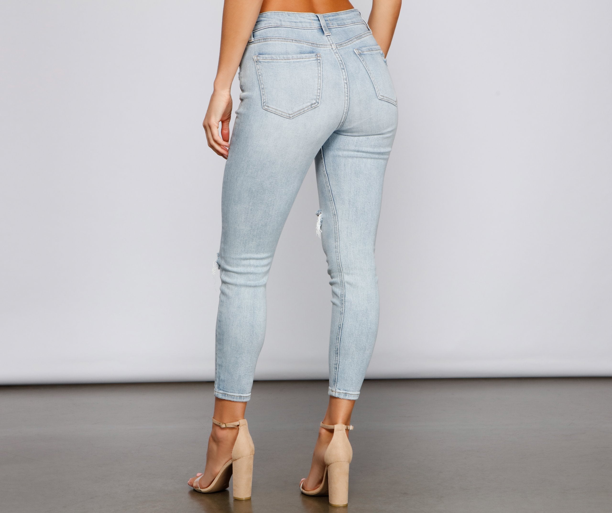 Clara High Rise Distressed Details Skinny Jeans - Lady Occasions