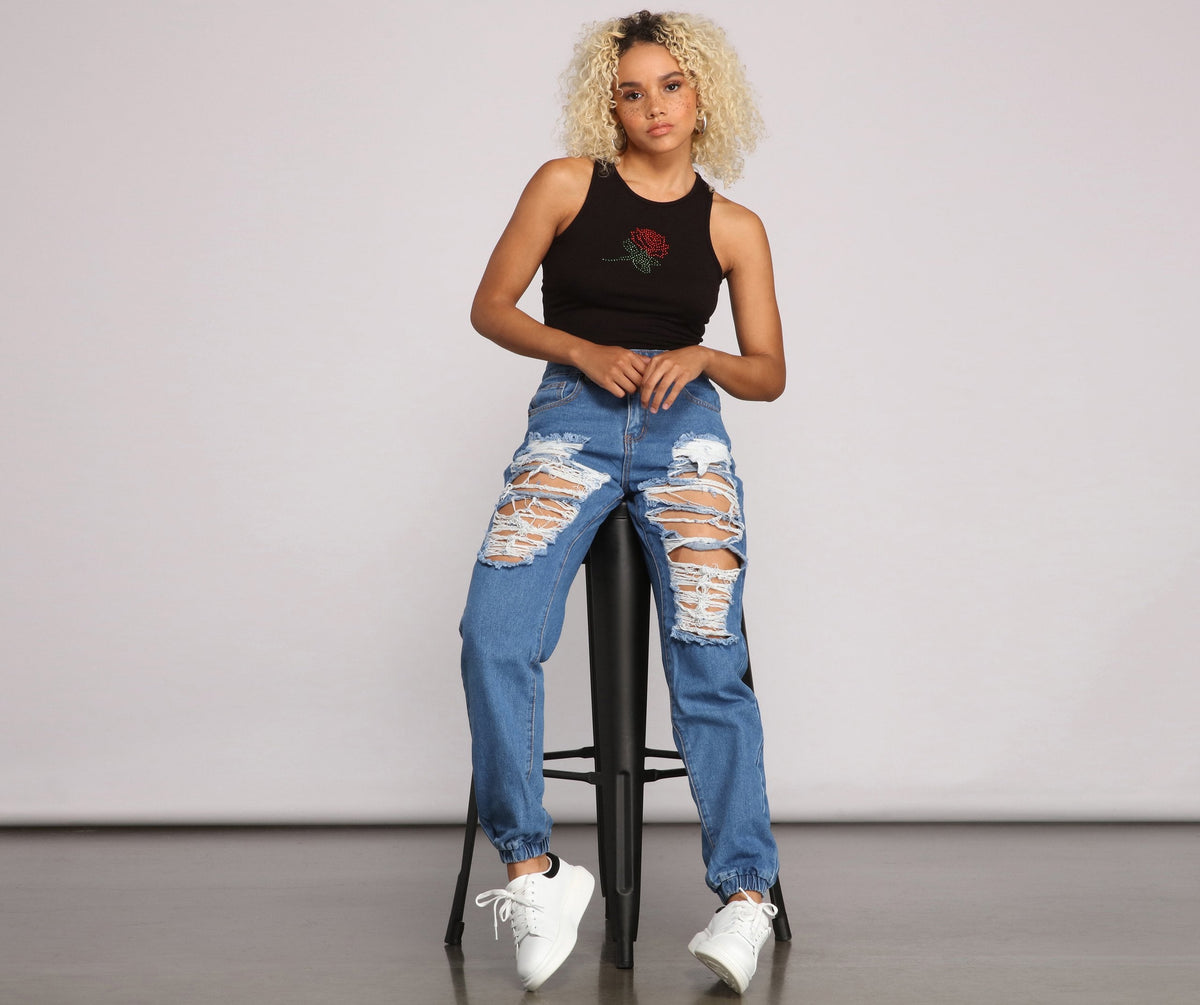 Effortlessly Chic High Rise Destructed Jogger - Lady Occasions