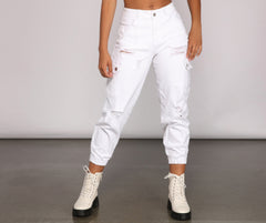 High Rise Destructed Cargo Joggers - Lady Occasions