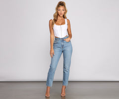High-Rise Slim Straight Jeans - Lady Occasions