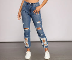 Classic Destructed Straight-Leg Jeans - Lady Occasions