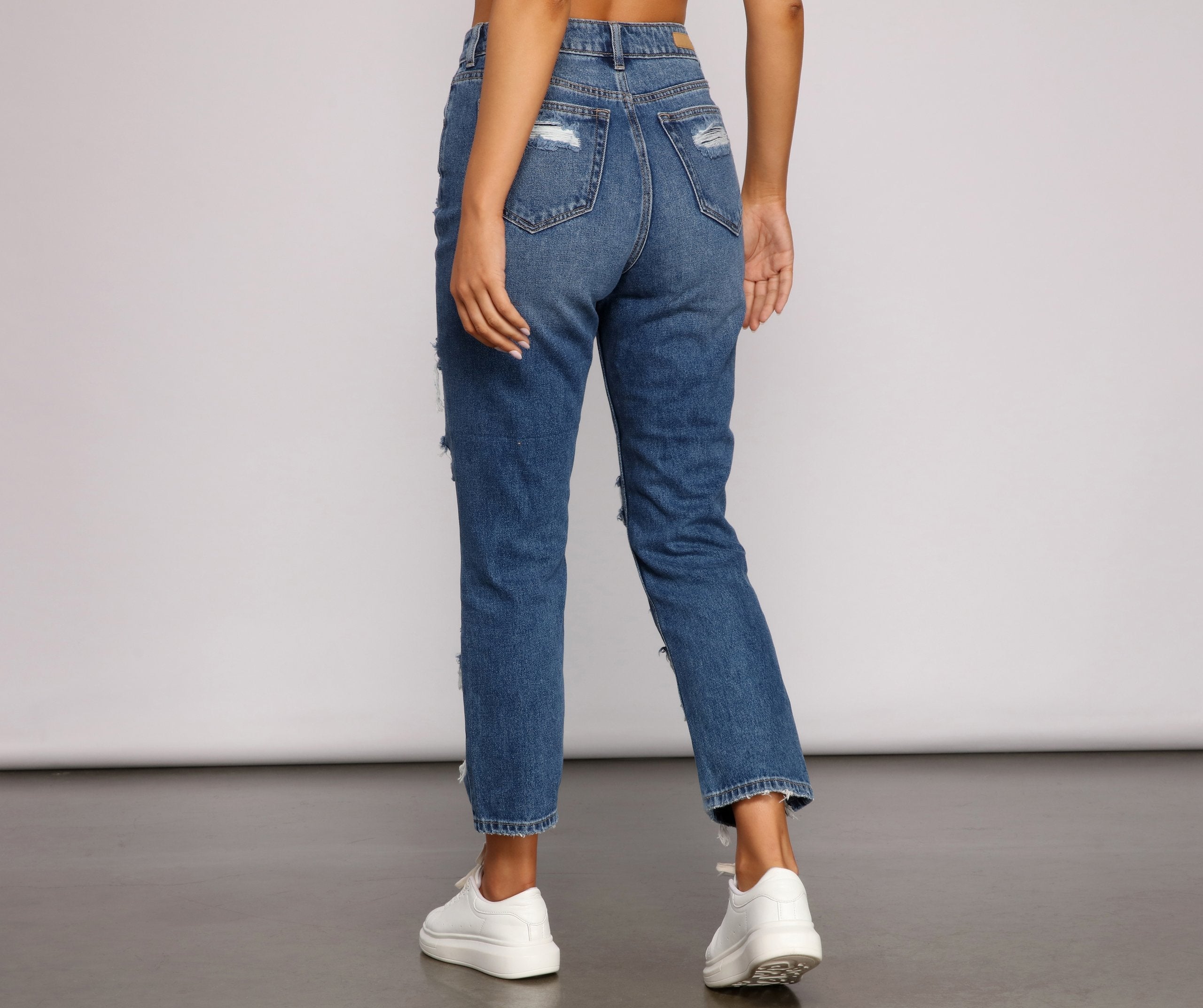 Classic Destructed Straight-Leg Jeans - Lady Occasions