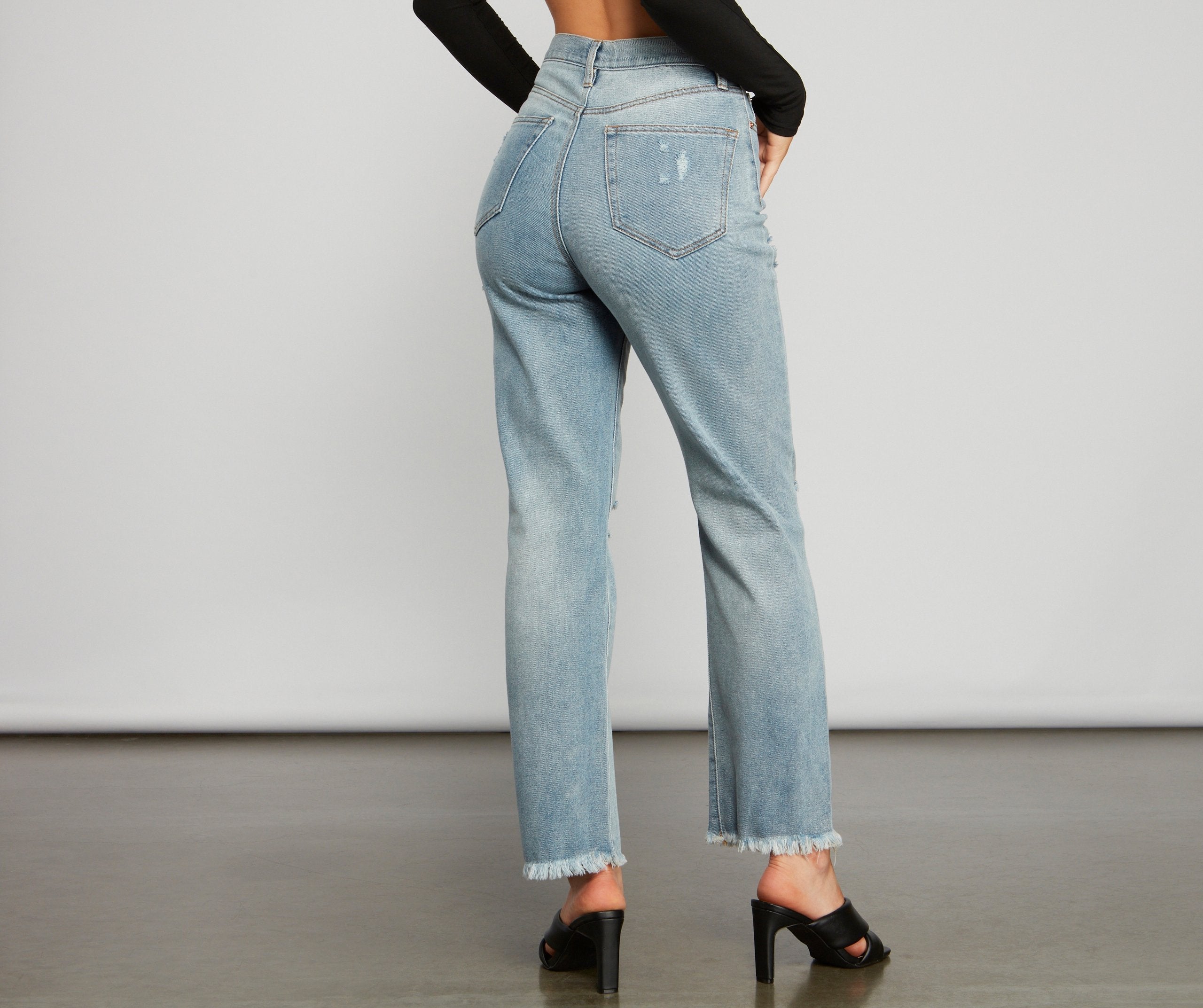 First Impression High Rise Frayed Boyfriend Jeans - Lady Occasions