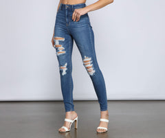 Classic High Rise Super Skinny Destructed Jeans - Lady Occasions