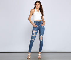 Classic High Rise Super Skinny Destructed Jeans - Lady Occasions