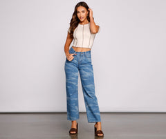 High-Rise Bleached Dye Straight Leg Jeans - Lady Occasions