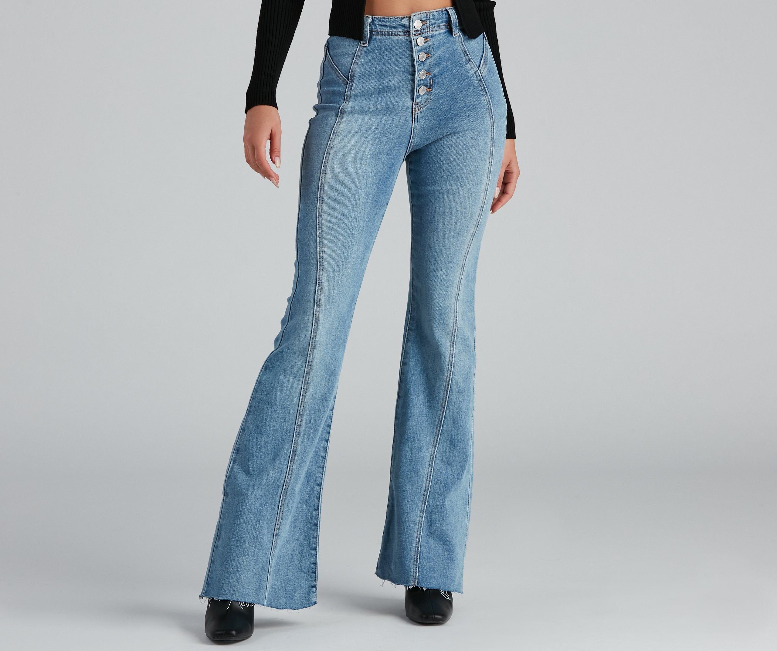 High-Rise Flared Straight-Leg Jeans - Lady Occasions