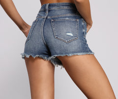 Meli Mid-Rise Cutoff Denim Shorts - Lady Occasions