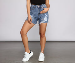 No Drama Destructed Denim Shorts - Lady Occasions