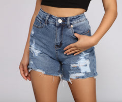 No Drama Destructed Denim Shorts - Lady Occasions