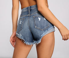 Classic Cuffed Denim Shorts - Lady Occasions