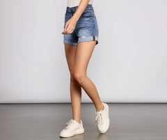 High Rise Destructed Diva Denim Shorts - Lady Occasions