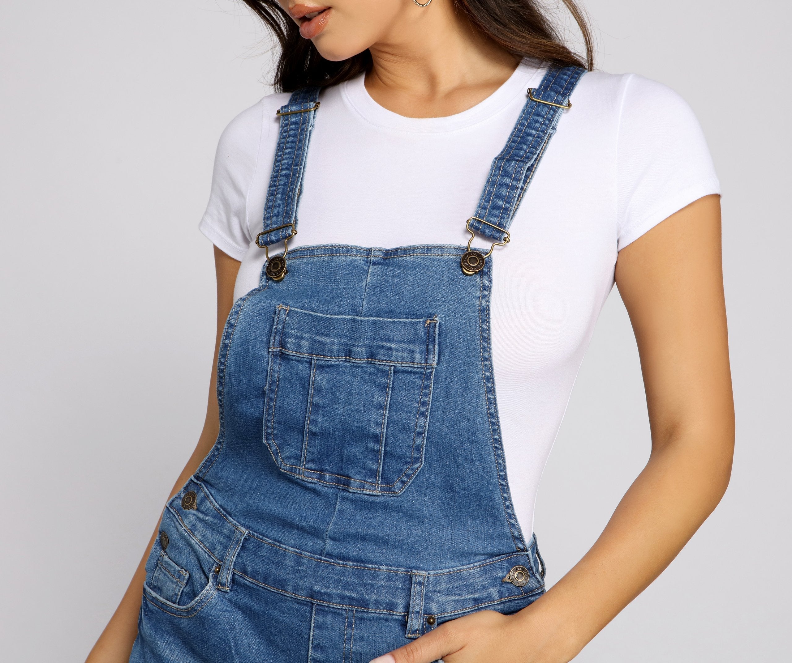 Stylishly Distressed Denim Shortalls - Lady Occasions