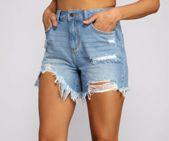 High Rise Vintage Distressed Denim Shorts - Lady Occasions