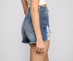 High Rise Frayed Cutoff Shorts - Lady Occasions