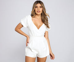 All Eyes On Me Puff Sleeve Romper - Lady Occasions