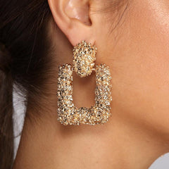 Gold Rush Textured Door Knocker Earrings - Lady Occasions