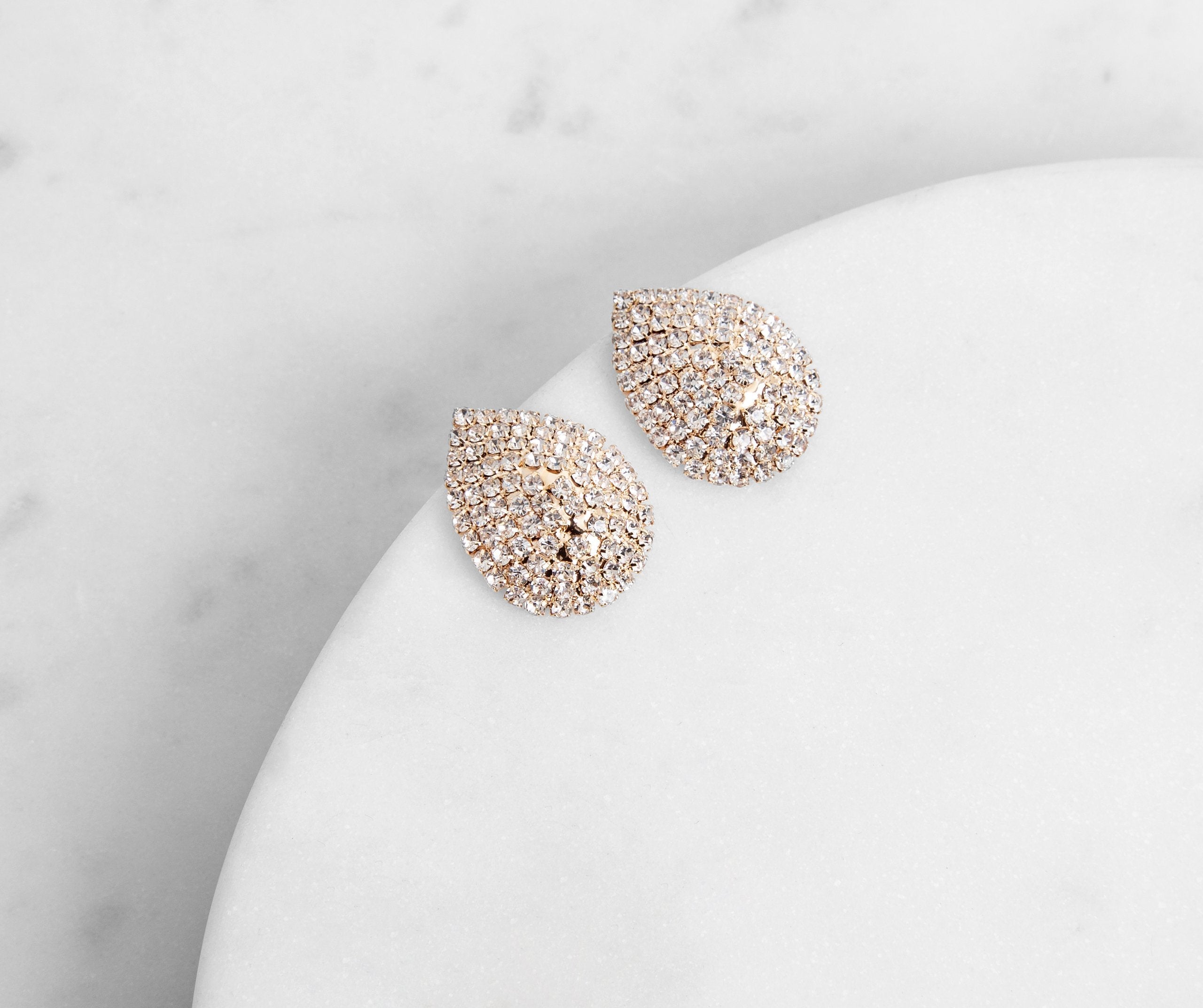 Rain Or Shine Rhinestone Stud Earrings - Lady Occasions