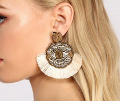 Eyes On You Beaded Tassel Earrings - Lady Occasions