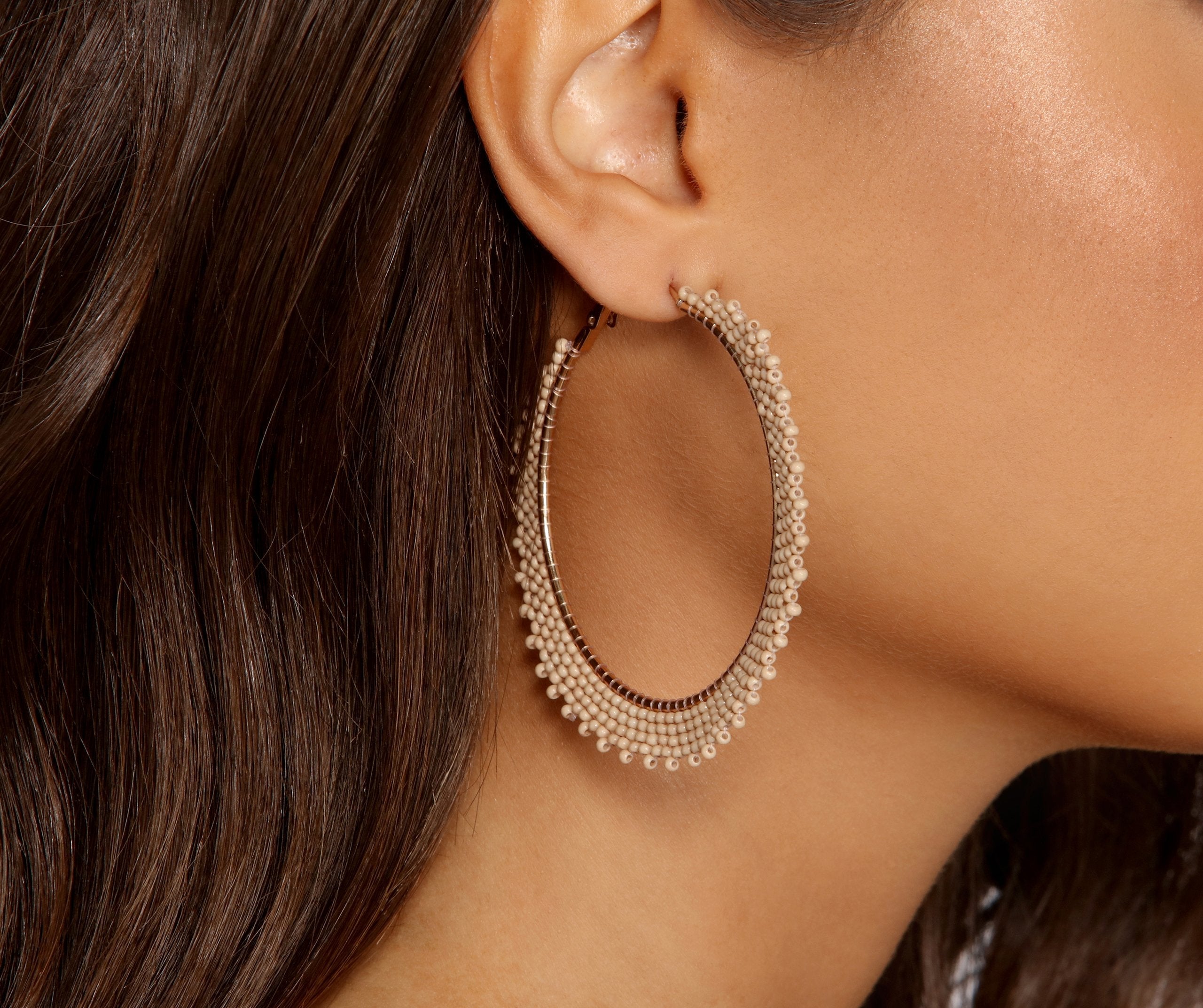 Beaded Babe Hoop Earrings - Lady Occasions