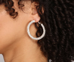 Radiant Rhinestone Tube Hoop Earrings - Lady Occasions