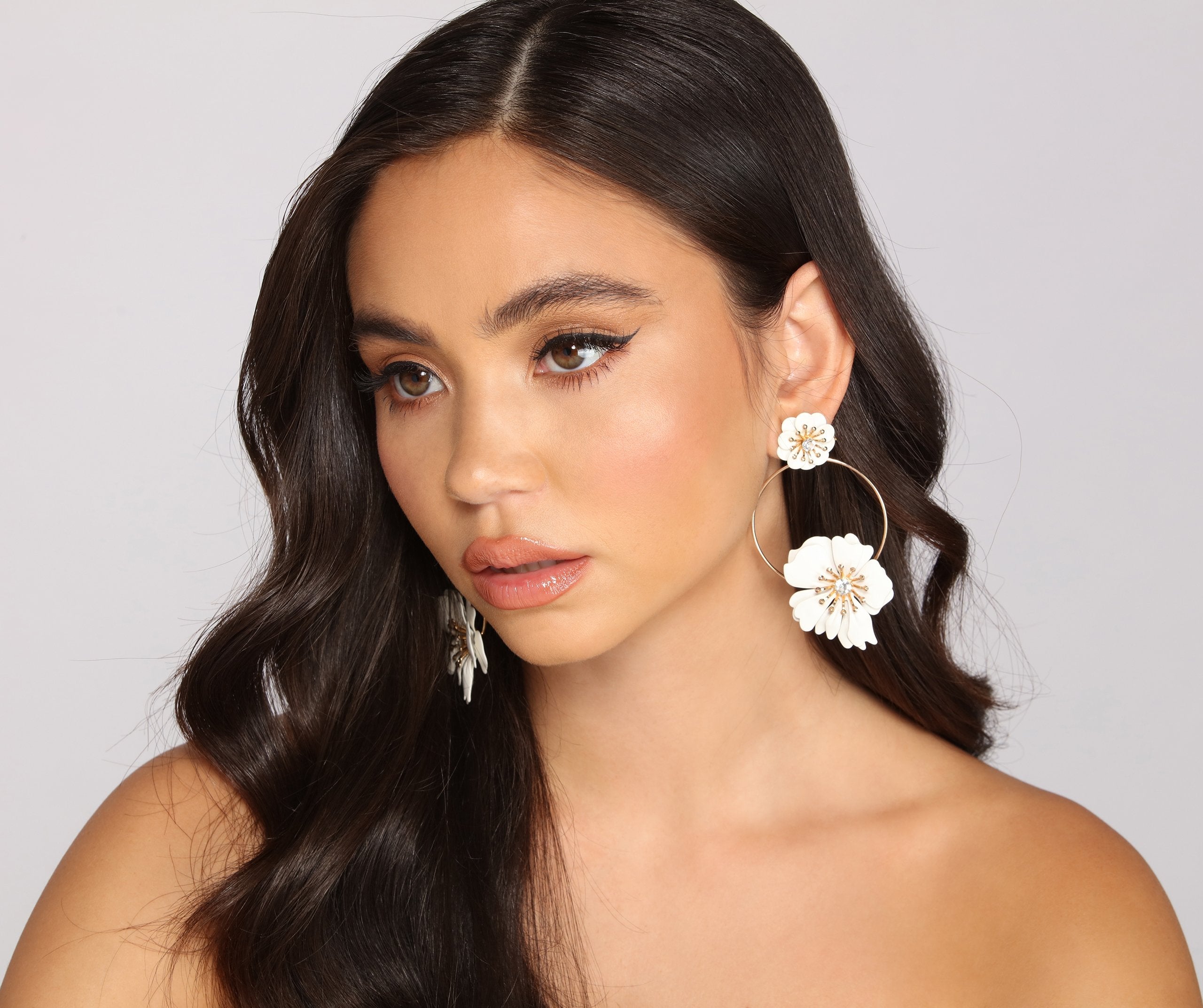 Floral Bloom Flower Hoop Earrings - Lady Occasions