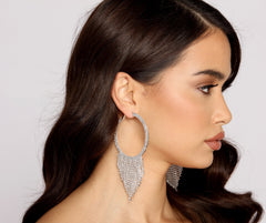 Glamorous Rhinestone Fringe Hoop Earrings - Lady Occasions