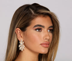 Glam Stunner Rhinestone Leaf-Shaped Earrings - Lady Occasions