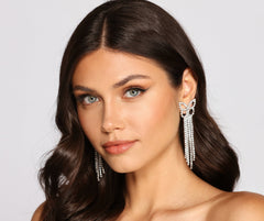 Rhinestone Fringe Butterfly Earrings - Lady Occasions